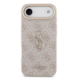 Apple iPhone 17 Air Kılıf Guess Orjinal Lisanslı Gold Metal Kamera Çerçeveli 4G Desenli Metal Büyük 4G ve Yazı Logolu Kapak
