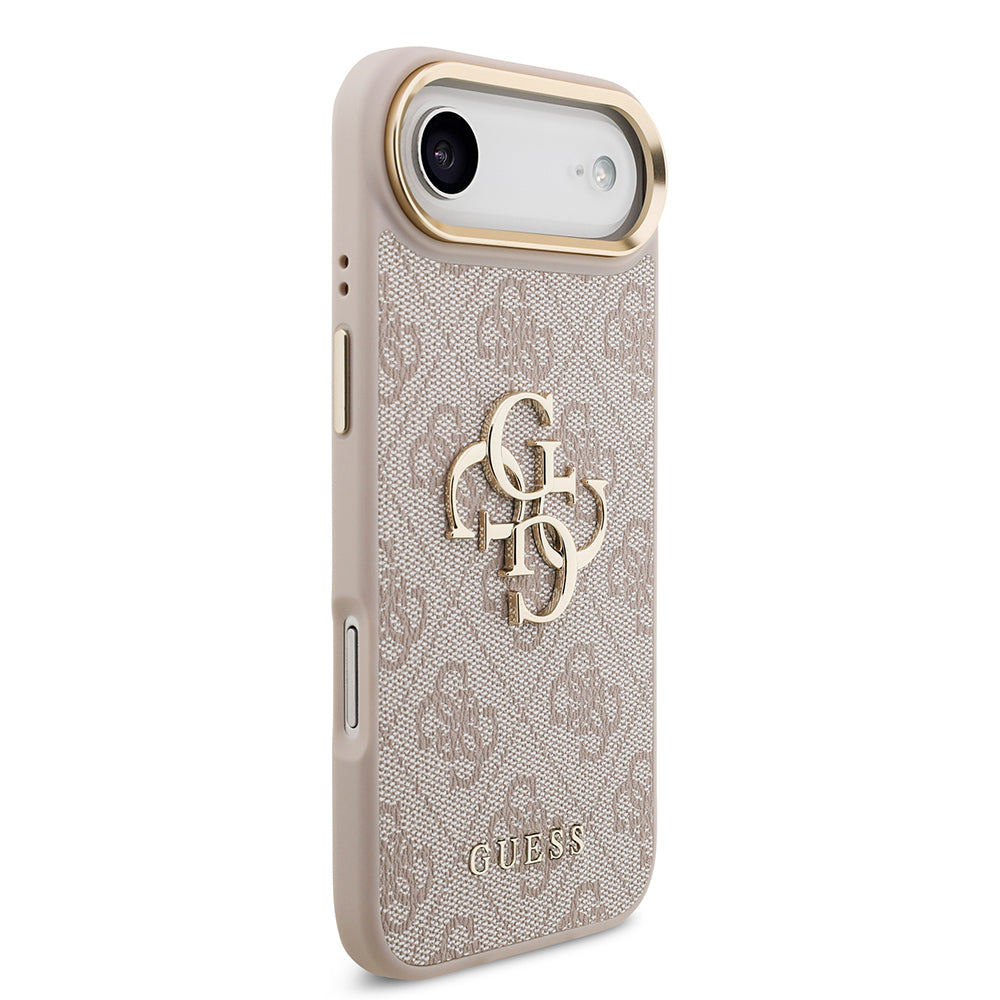Apple iPhone 17 Air Kılıf Guess Orjinal Lisanslı Gold Metal Kamera Çerçeveli 4G Desenli Metal Büyük 4G ve Yazı Logolu Kapak
