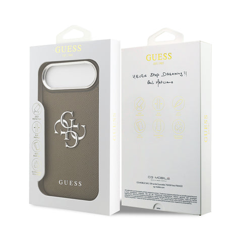 Apple iPhone 17 Air Kılıf Guess Orjinal Lisanslı Grained 4G Metal Büyük Logolu Kapak