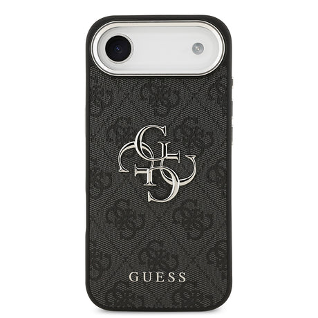 Apple iPhone 17 Air Kılıf Guess Orjinal Lisanslı Gümüş Metal Kamera Çerçeveli 4G Desenli Metal Büyük 4G ve Yazı Logolu Kapak