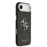 Apple iPhone 17 Air Kılıf Guess Orjinal Lisanslı Gümüş Metal Kamera Çerçeveli 4G Desenli Metal Büyük 4G ve Yazı Logolu Kapak