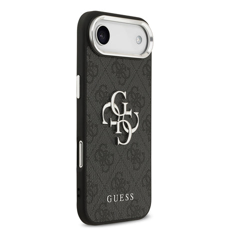 Apple iPhone 17 Air Kılıf Guess Orjinal Lisanslı Gümüş Metal Kamera Çerçeveli 4G Desenli Metal Büyük 4G ve Yazı Logolu Kapak