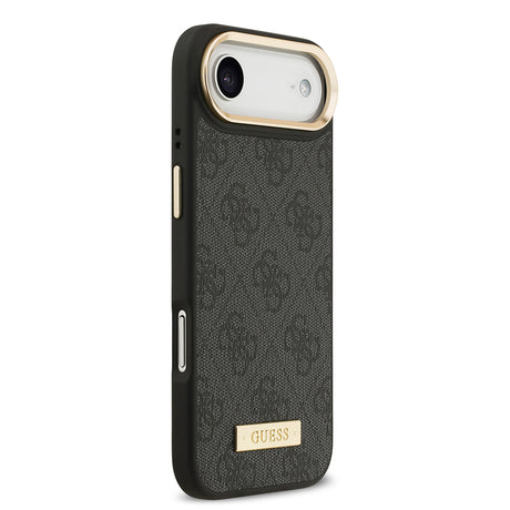 Apple iPhone 17 Air Kılıf Guess Orjinal Lisanslı M-safe Şarj Özellikli 4G Desenli PU Metal Plaka Klasik Logolu Kapak