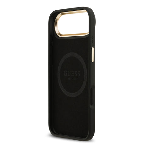 Apple iPhone 17 Air Kılıf Guess Orjinal Lisanslı M-safe Şarj Özellikli 4G Desenli PU Metal Plaka Klasik Logolu Kapak