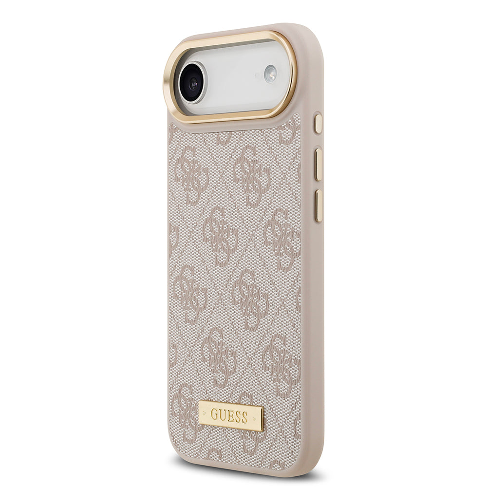 Apple iPhone 17 Air Kılıf Guess Orjinal Lisanslı M-safe Şarj Özellikli 4G Desenli PU Metal Plaka Klasik Logolu Kapak