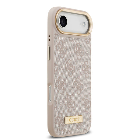 Apple iPhone 17 Air Kılıf Guess Orjinal Lisanslı M-safe Şarj Özellikli 4G Desenli PU Metal Plaka Klasik Logolu Kapak