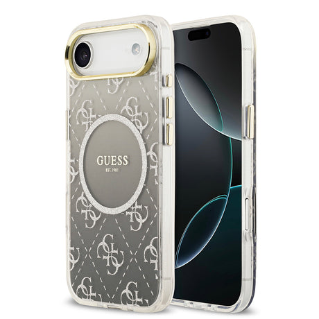 Apple iPhone 17 Air Kılıf Guess Orjinal Lisanslı M-safe Şarj Özellikli 4G Desenli Simli Silikon Kapak