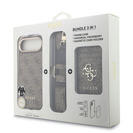 Apple iPhone 17 Air Kılıf Guess Orjinal Lisanslı M-safe Şarj Özellikli Askılı ve 4G Logo Kartlıklı Kapak