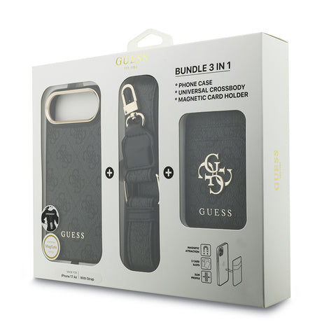 Apple iPhone 17 Air Kılıf Guess Orjinal Lisanslı M-safe Şarj Özellikli Askılı ve 4G Logo Kartlıklı Kapak