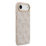 Apple iPhone 17 Air Kılıf Guess Orjinal Lisanslı M-safe Şarj Özellikli Gold Metal Kamera Çerçeveli PU Deri 4G Desenli Yazı Logolu Kapak