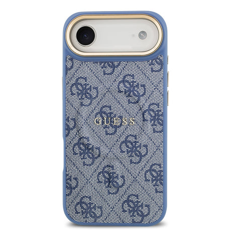 Apple iPhone 17 Air Kılıf Guess Orjinal Lisanslı M-safe Şarj Özellikli Gold Metal Kamera Çerçeveli PU Deri 4G Desenli Yazı Logolu Kapak