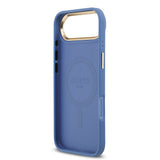 Apple iPhone 17 Air Kılıf Guess Orjinal Lisanslı M-safe Şarj Özellikli Gold Metal Kamera Çerçeveli PU Deri 4G Desenli Yazı Logolu Kapak