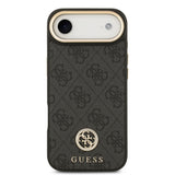 Apple iPhone 17 Air Kılıf Guess Orjinal Lisanslı M-safe Şarj Özellikli Gold Metal Kamera Çerçeveli Taşlı 4G Logolu Kapak