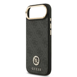 Apple iPhone 17 Air Kılıf Guess Orjinal Lisanslı M-safe Şarj Özellikli Gold Metal Kamera Çerçeveli Taşlı 4G Logolu Kapak