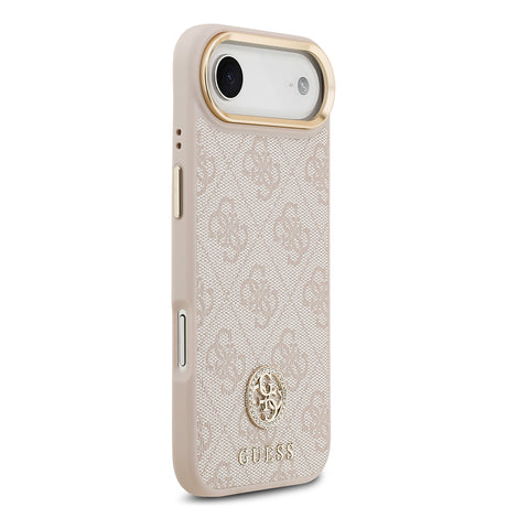 Apple iPhone 17 Air Kılıf Guess Orjinal Lisanslı M-safe Şarj Özellikli Gold Metal Kamera Çerçeveli Taşlı 4G Logolu Kapak