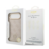 Apple iPhone 17 Air Kılıf Guess Orjinal Lisanslı M-safe Şarj Özellikli Gold Metal Kamera Çerçeveli Taşlı 4G Logolu Kapak