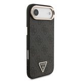Apple iPhone 17 Air Kılıf Guess Orjinal Lisanslı M-safe Şarj Özellikli Gold Metal Kamera Çerçeveli Taşlı Üçgen Logo 4G Desenli Kapak