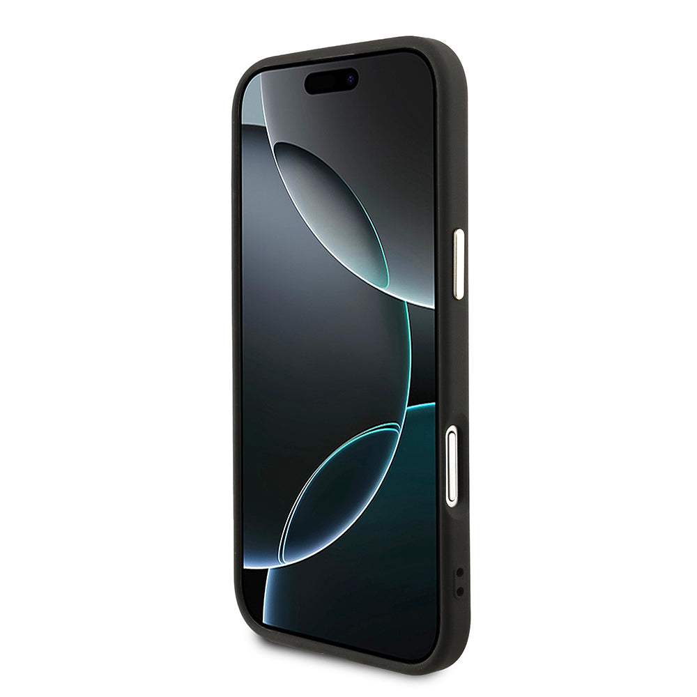 Apple iPhone 17 Air Kılıf Guess Orjinal Lisanslı M-safe Şarj Özellikli Gold Metal Kamera Çerçeveli Taşlı Üçgen Logo 4G Desenli Kapak