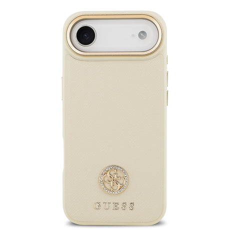 Apple iPhone 17 Air Kılıf Guess Orjinal Lisanslı M-safe Şarj Özellikli Grained Yazı ve Taşlı 4G Logolu Kapak
