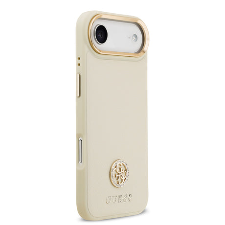 Apple iPhone 17 Air Kılıf Guess Orjinal Lisanslı M-safe Şarj Özellikli Grained Yazı ve Taşlı 4G Logolu Kapak