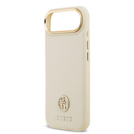 Apple iPhone 17 Air Kılıf Guess Orjinal Lisanslı M-safe Şarj Özellikli Grained Yazı ve Taşlı 4G Logolu Kapak
