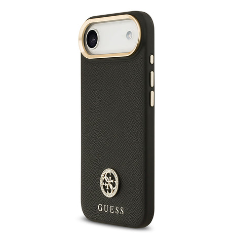 Apple iPhone 17 Air Kılıf Guess Orjinal Lisanslı M-safe Şarj Özellikli Grained Yazı ve Taşlı 4G Logolu Kapak