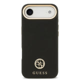 Apple iPhone 17 Air Kılıf Guess Orjinal Lisanslı M-safe Şarj Özellikli Grained Yazı ve Taşlı 4G Logolu Kapak