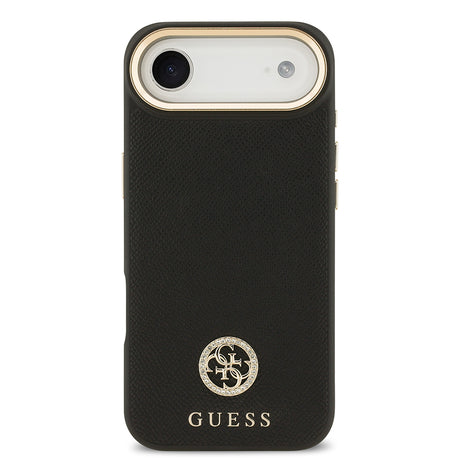 Apple iPhone 17 Air Kılıf Guess Orjinal Lisanslı M-safe Şarj Özellikli Grained Yazı ve Taşlı 4G Logolu Kapak