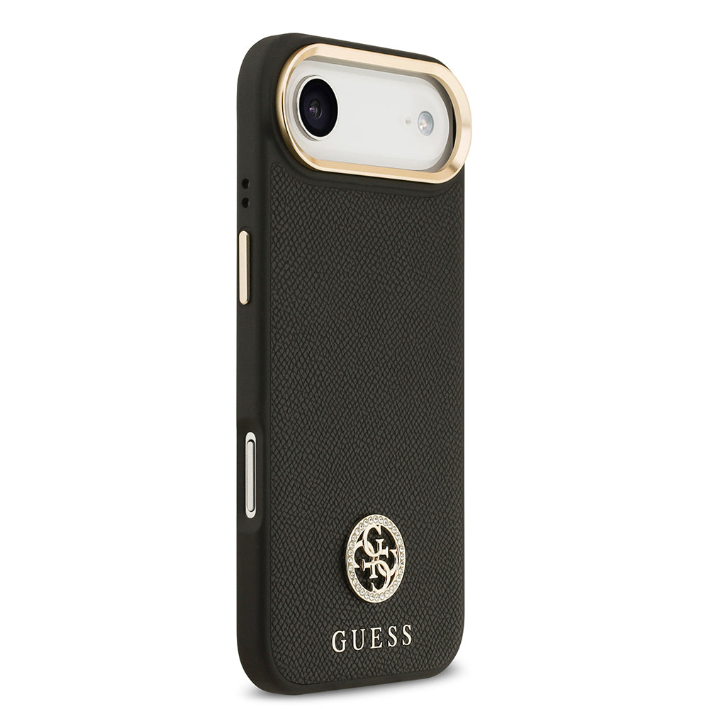 Apple iPhone 17 Air Kılıf Guess Orjinal Lisanslı M-safe Şarj Özellikli Grained Yazı ve Taşlı 4G Logolu Kapak