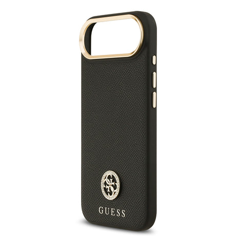 Apple iPhone 17 Air Kılıf Guess Orjinal Lisanslı M-safe Şarj Özellikli Grained Yazı ve Taşlı 4G Logolu Kapak