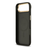 Apple iPhone 17 Air Kılıf Guess Orjinal Lisanslı M-safe Şarj Özellikli Grained Yazı ve Taşlı 4G Logolu Kapak