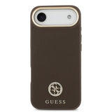 Apple iPhone 17 Air Kılıf Guess Orjinal Lisanslı M-safe Şarj Özellikli Grained Yazı ve Taşlı 4G Logolu Kapak