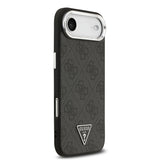 Apple iPhone 17 Air Kılıf Guess Orjinal Lisanslı M-safe Şarj Özellikli Gümüş Metal Kamera Çerçeveli Üçgen Logo 4G Desenli Kapak