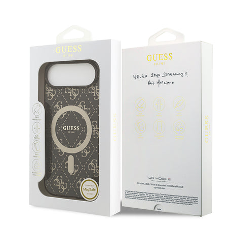 Apple iPhone 17 Air Kılıf Guess Orjinal Lisanslı M-safe Şarj Özellikli IML Baskılı Klasik Logolu 4G Desenli Kapak