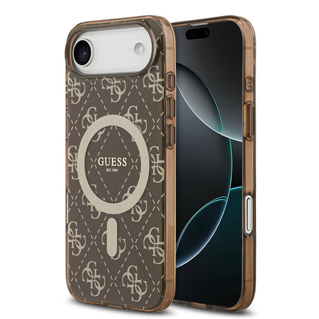 Apple iPhone 17 Air Kılıf Guess Orjinal Lisanslı M-safe Şarj Özellikli IML Baskılı Klasik Logolu 4G Desenli Kapak