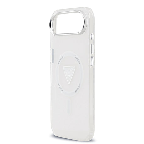 Apple iPhone 17 Air Kılıf Guess Orjinal Lisanslı M-safe Şarj Özellikli IML Baskılı Üçgen Logolu Metal Kamera Çerçeveli Kapak