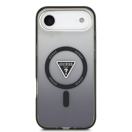 Apple iPhone 17 Air Kılıf Guess Orjinal Lisanslı M-safe Şarj Özellikli IML Baskılı Üçgen Logolu Metal Kamera Çerçeveli Kapak