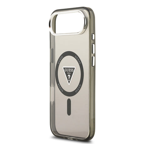 Apple iPhone 17 Air Kılıf Guess Orjinal Lisanslı M-safe Şarj Özellikli IML Baskılı Üçgen Logolu Metal Kamera Çerçeveli Kapak