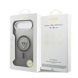 Apple iPhone 17 Air Kılıf Guess Orjinal Lisanslı M-safe Şarj Özellikli IML Baskılı Üçgen Logolu Metal Kamera Çerçeveli Kapak