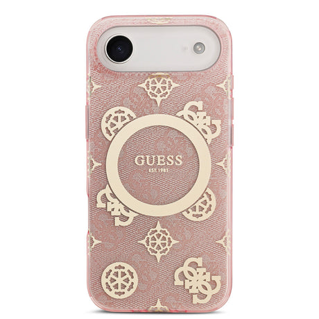 Apple iPhone 17 Air Kılıf Guess Orjinal Lisanslı M-safe Şarj Özellikli IML Peony ve 4G Desenli Klasik Logolu Kapak