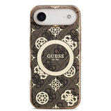 Apple iPhone 17 Air Kılıf Guess Orjinal Lisanslı M-safe Şarj Özellikli IML Peony ve 4G Desenli Klasik Logolu Kapak