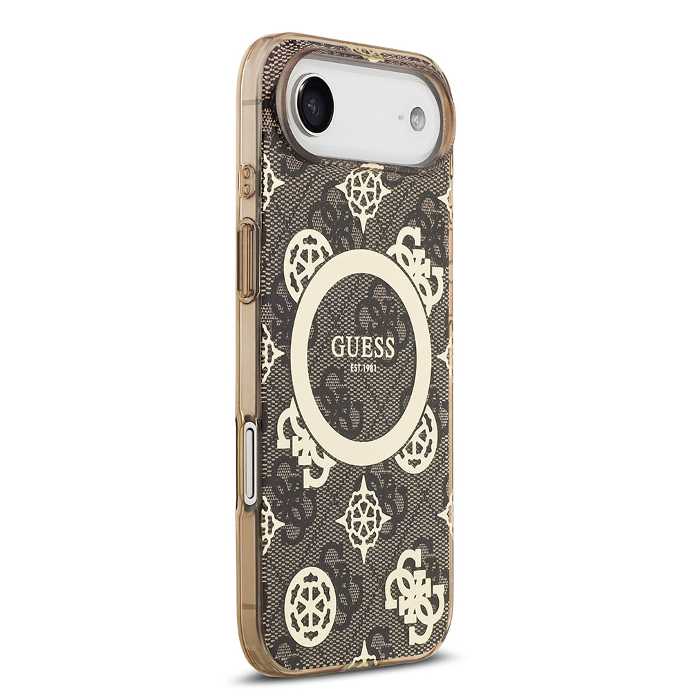 Apple iPhone 17 Air Kılıf Guess Orjinal Lisanslı M-safe Şarj Özellikli IML Peony ve 4G Desenli Klasik Logolu Kapak