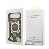 Apple iPhone 17 Air Kılıf Guess Orjinal Lisanslı M-safe Şarj Özellikli IML Peony ve 4G Desenli Klasik Logolu Kapak