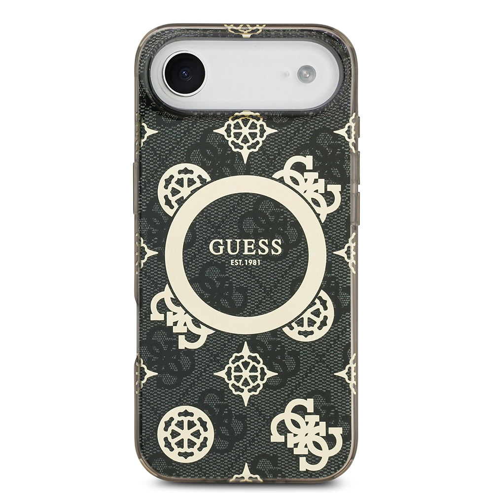 Apple iPhone 17 Air Kılıf Guess Orjinal Lisanslı M-safe Şarj Özellikli IML Peony ve 4G Desenli Klasik Logolu Kapak
