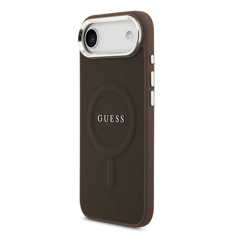 Apple iPhone 17 Air Kılıf Guess Orjinal Lisanslı M-safe Şarj Özellikli Klasik Yazı Logolu PU Deri Kapak