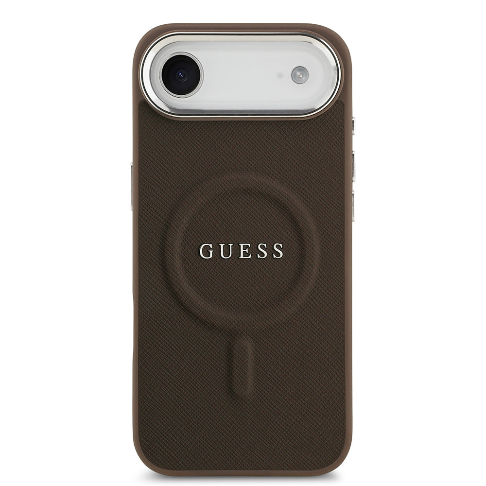 Apple iPhone 17 Air Kılıf Guess Orjinal Lisanslı M-safe Şarj Özellikli Klasik Yazı Logolu PU Deri Kapak