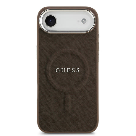 Apple iPhone 17 Air Kılıf Guess Orjinal Lisanslı M-safe Şarj Özellikli Klasik Yazı Logolu PU Deri Kapak