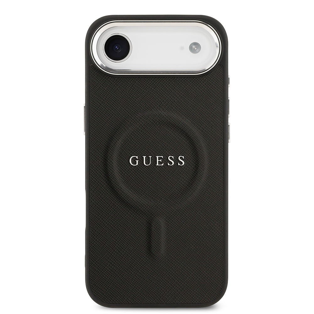 Apple iPhone 17 Air Kılıf Guess Orjinal Lisanslı M-safe Şarj Özellikli Klasik Yazı Logolu PU Deri Kapak
