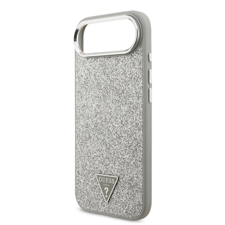 Apple iPhone 17 Air Kılıf Guess Orjinal Lisanslı M-safe Şarj Özellikli Metal Kamera Çerçeveli Üçgen Logolu Glitter Kapak