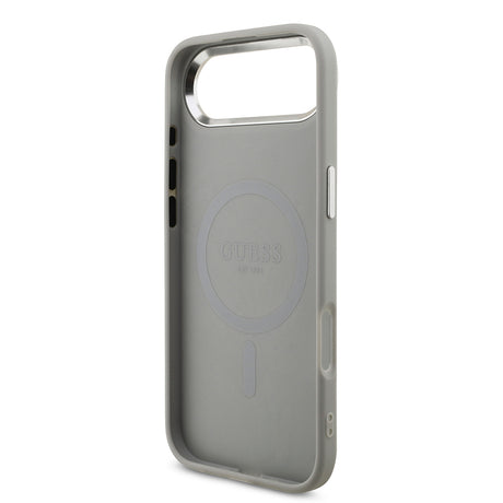 Apple iPhone 17 Air Kılıf Guess Orjinal Lisanslı M-safe Şarj Özellikli Metal Kamera Çerçeveli Üçgen Logolu Glitter Kapak